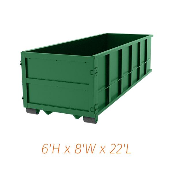 a 30-yard dumpster is typically ideal for larger projects such as commercial construction or major home renovations